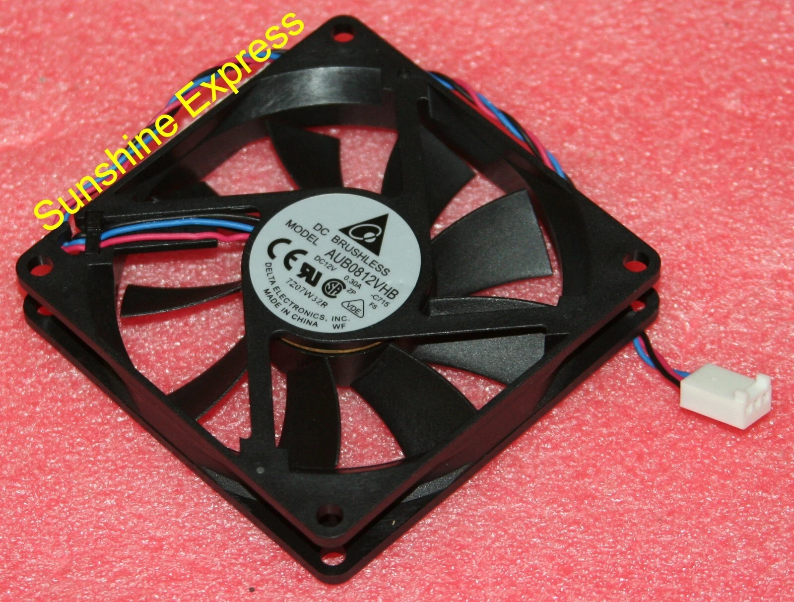 New Delta Cooling Case Fan AUB0812VHB w/ 3-Pin Connector 80x80x15mm