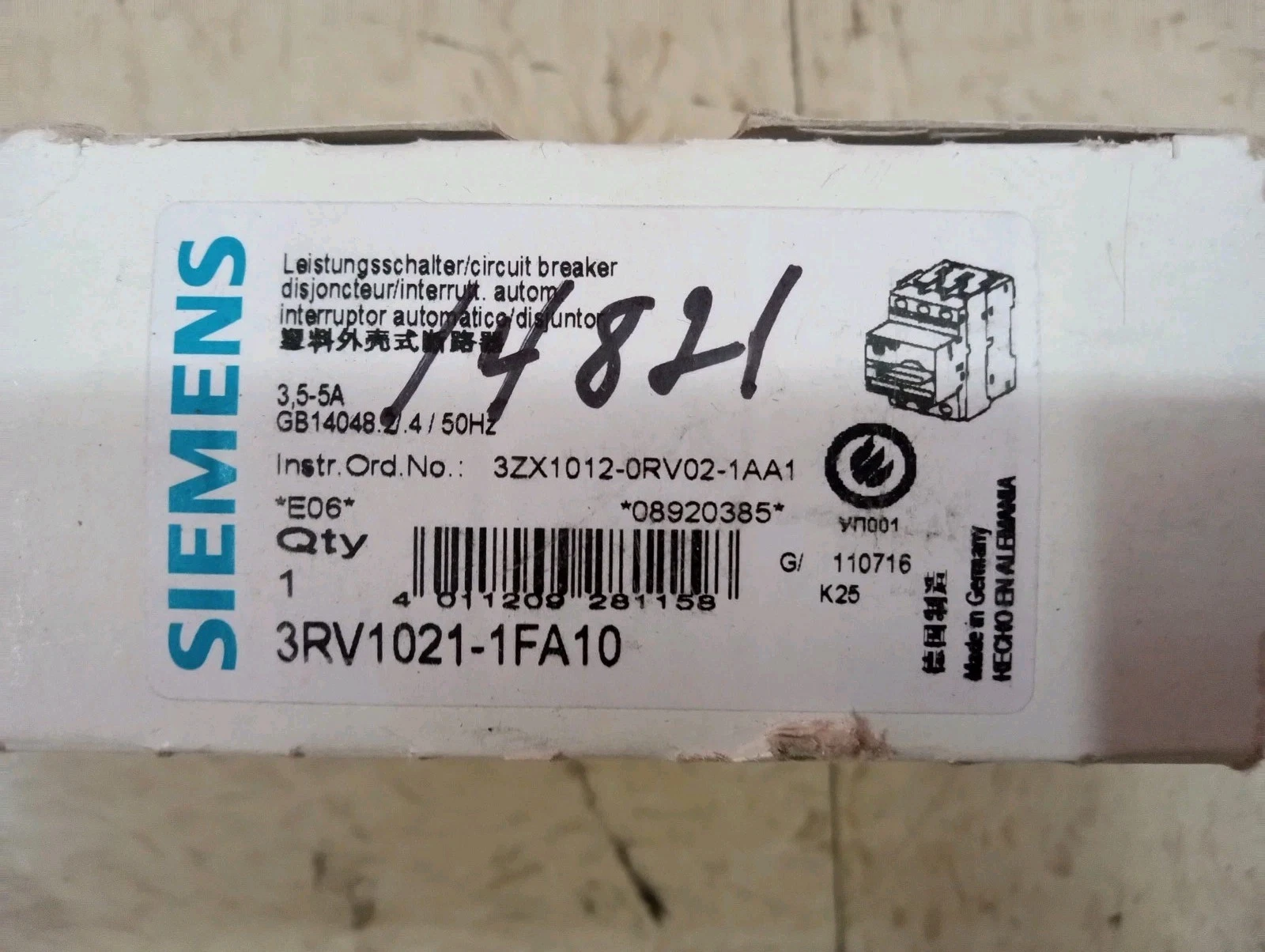 Siemens 3RV1021-1FA10 Sirius Motor Starter Contactor Circuit Breaker208 230 460