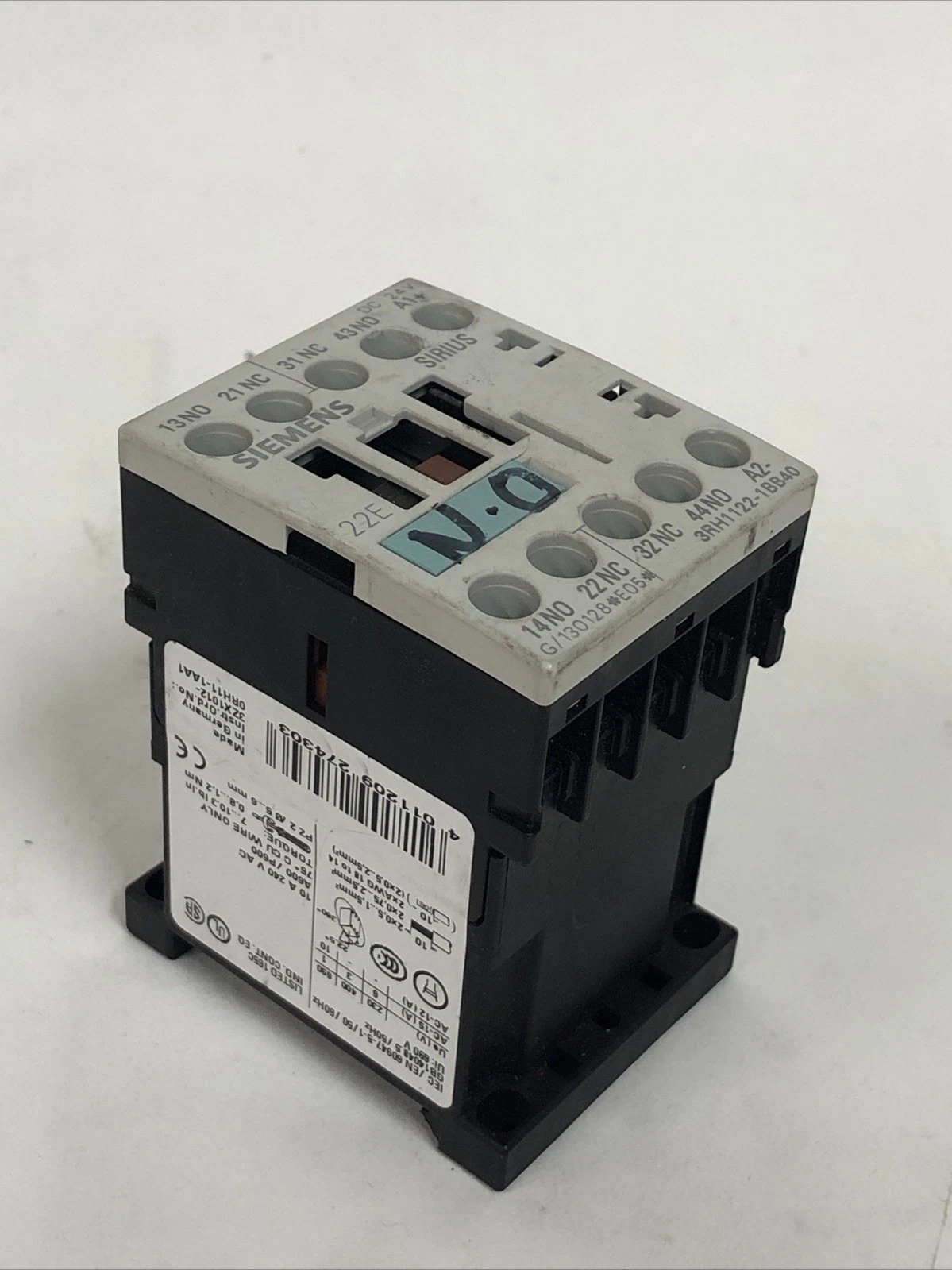 Siemens 3RH1122-1BB40 Sirius Contactor Relay 4P 2NO + 2NC 24VDC Coil