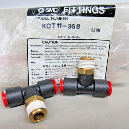 (1) SMC KQT11-36S 3/8" Pneumatic T Connector Push Fitting, KQT1136S
