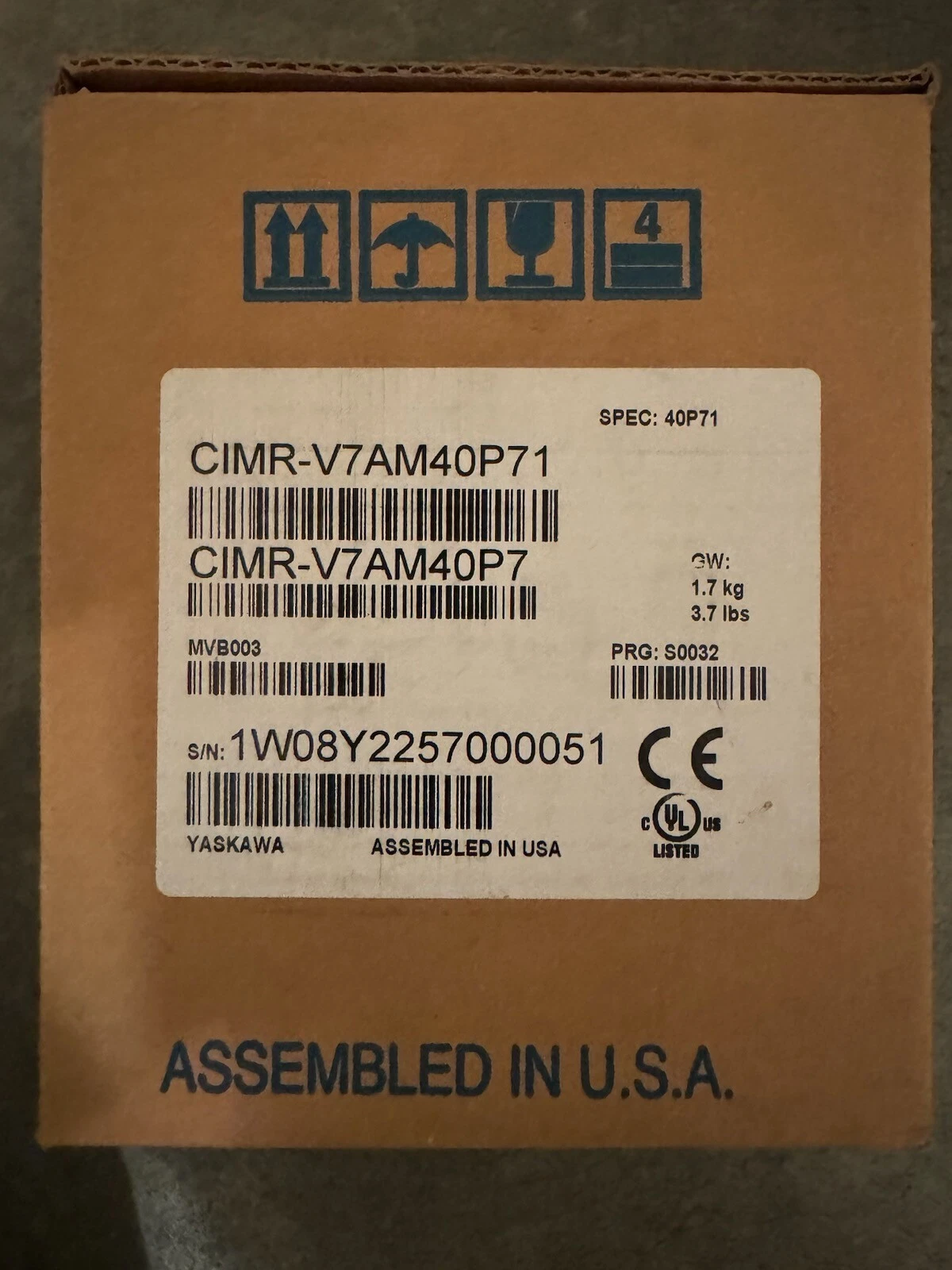 Yaskawa CIMR-V7AM40P71 Variador de Frecuencia