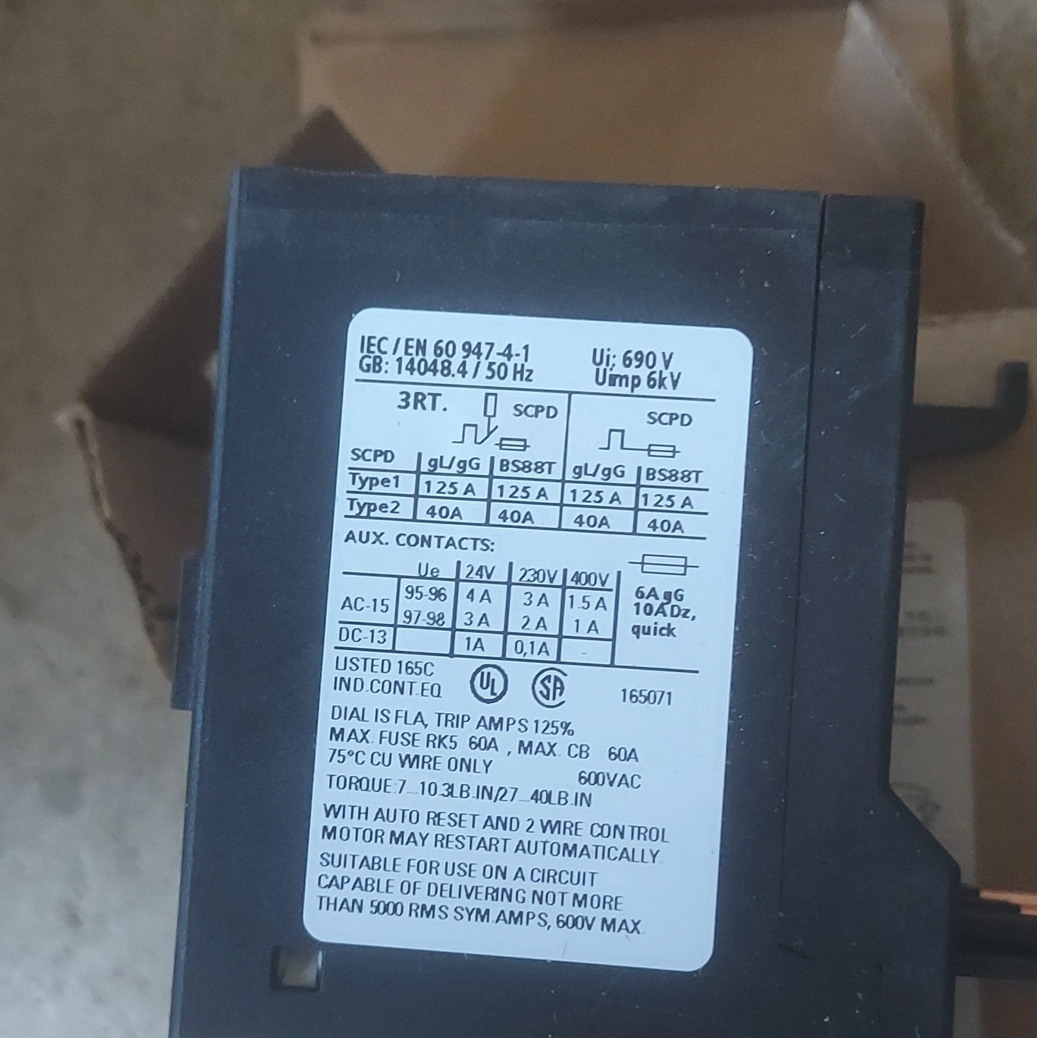 Siemens SIRIUS 3RU1136-4AB0 Relé de Protección contra Sobrecarga