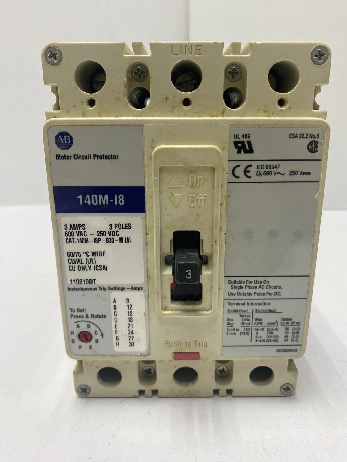 Allen Bradley 140M-18P-B30-M Interruptor Automático