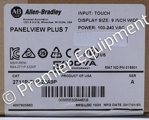 Allen Bradley 2711P-T9W22A9P PanelView Plus 7 HMI