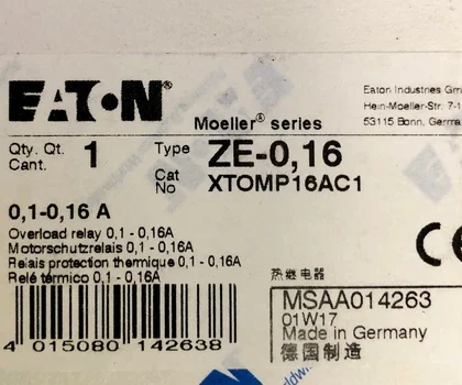 Eaton ZE016 Relé de Sobrecarga