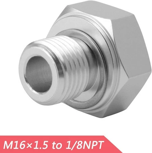 Billet M16x1.5 a 1/8NPT Adaptador de Sensor de Presión de Aceite